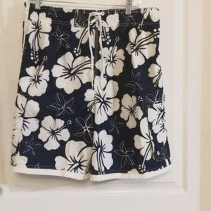 🌴 Vintage Ocean Pacific Swim Trunks Board Shorts. Hibiscus Tropical Waist 34